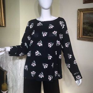 Ann Taylor Dark Floral Tunic Blouse